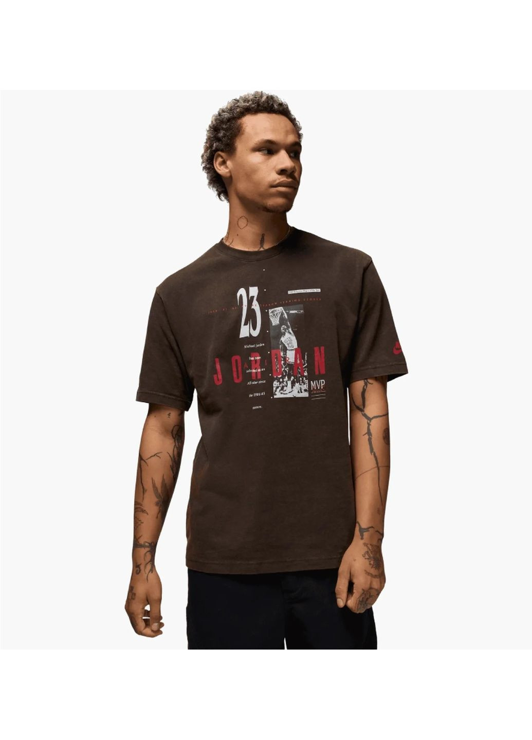 Коричневая мужская футболка m j reissue gx ss crew brown Air Jordan