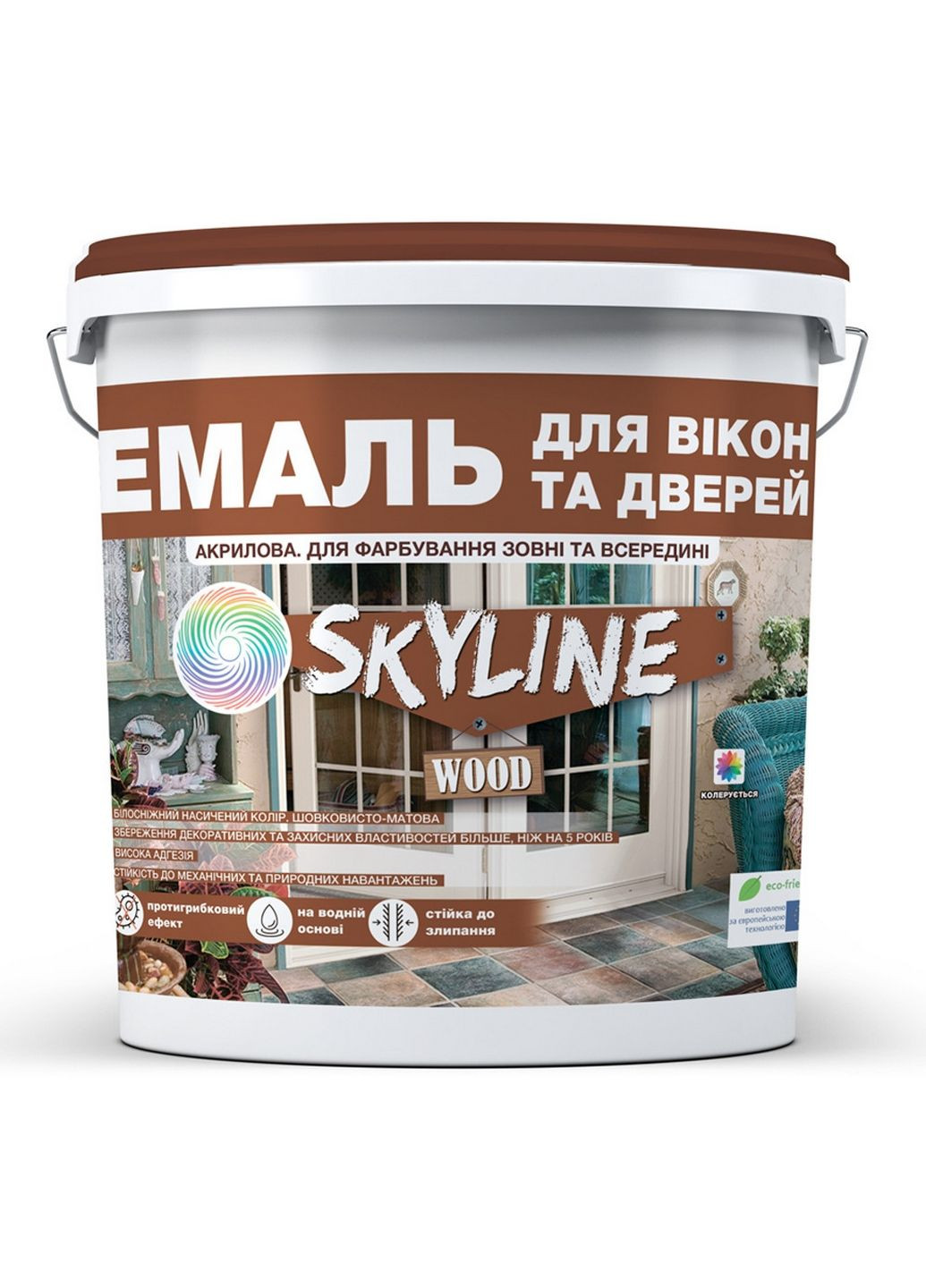 Акриловая эмаль для окон и дверей Wood 3 л SkyLine (283326690)
