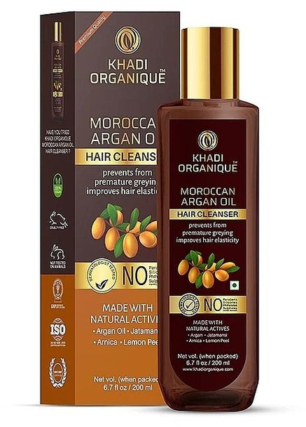 Натуральний безсульфатний шампунь "Марокканська арганова олія" Moroccan Argan Oil Hair Cleanser 200ml (873863-31155236) Khadi Organique (368743971)