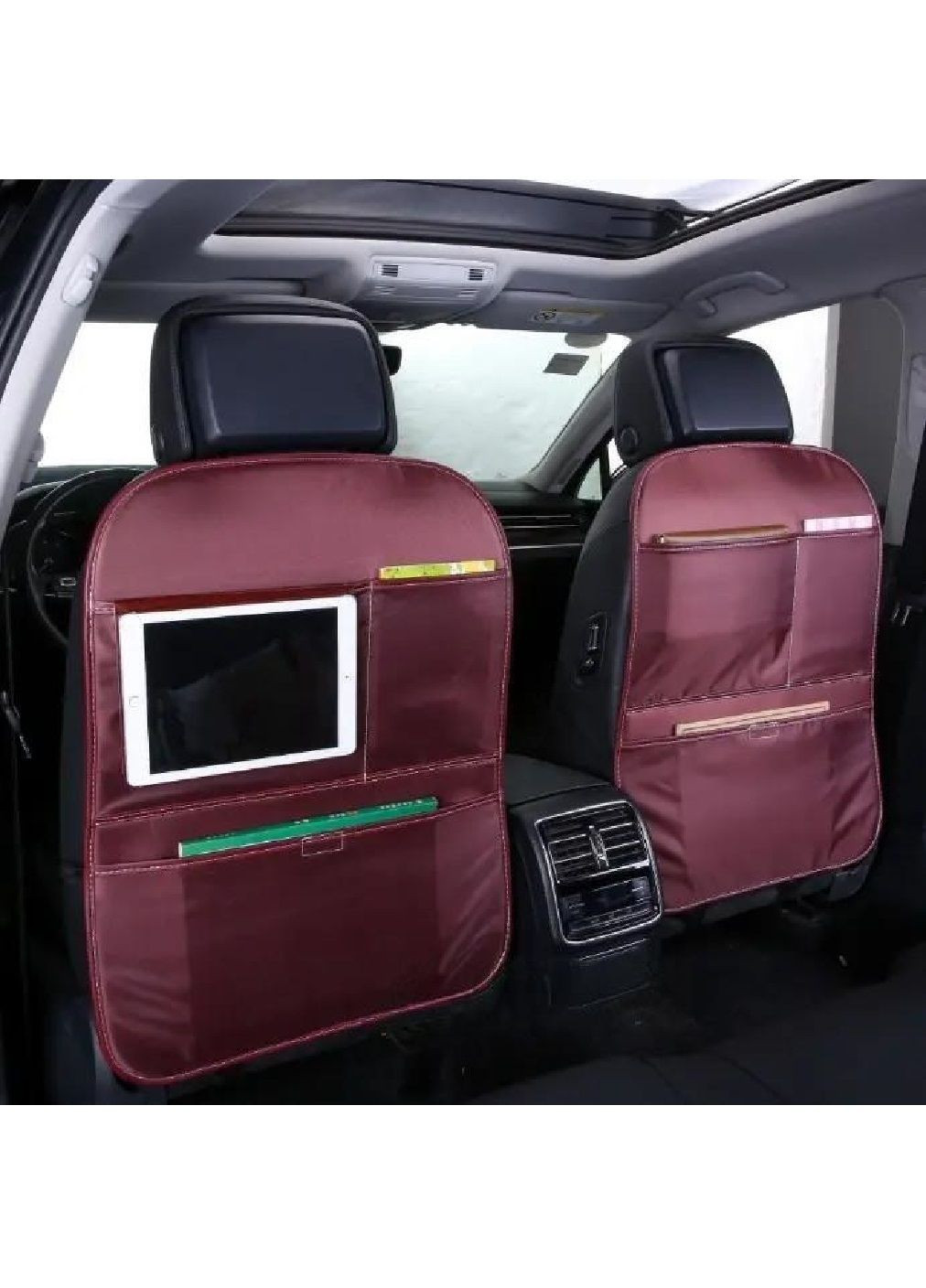 Автомобильный органайзер на спинку для защиты сидения хранения вещей 65х50 см (476728-Prob) Бордовый Unbranded (289458322)
