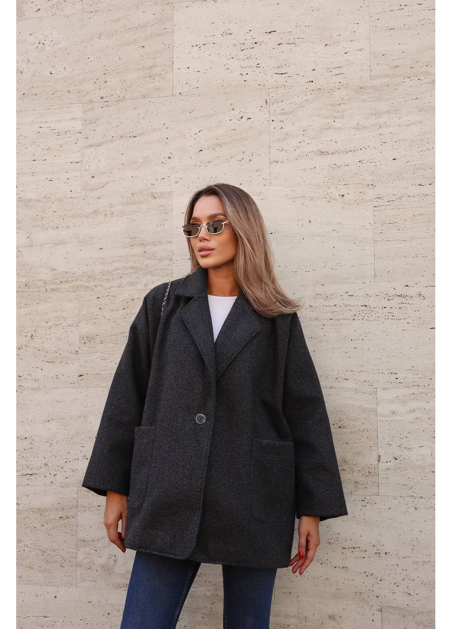 Графітове демісезонне Жіноче пальто на підкладці оверсайз No Brand
