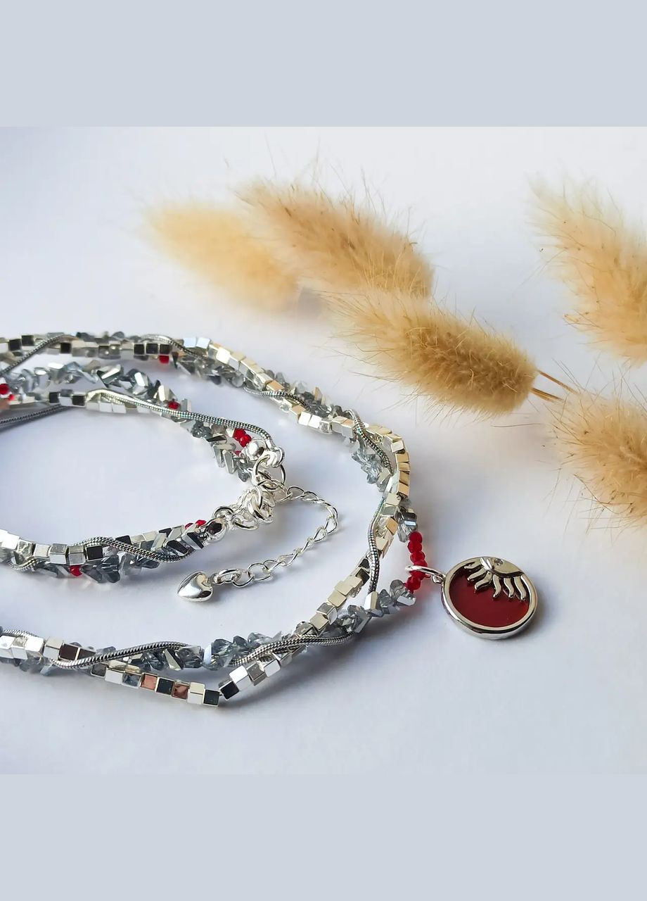 Чокер трехрядный Гематит, Чешский Хрусталь, цепь Xuping, фур-ра гип-ный сплав цвет серебро d-3мм+- L-41-46см No Brand гематит латунь, стекло серебро (303216921)