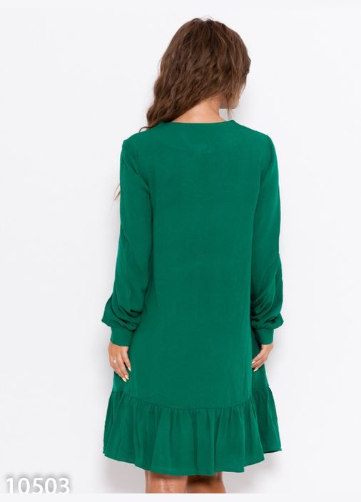 Зеленое деловое, повседневный платье с воланом No Brand однотонное