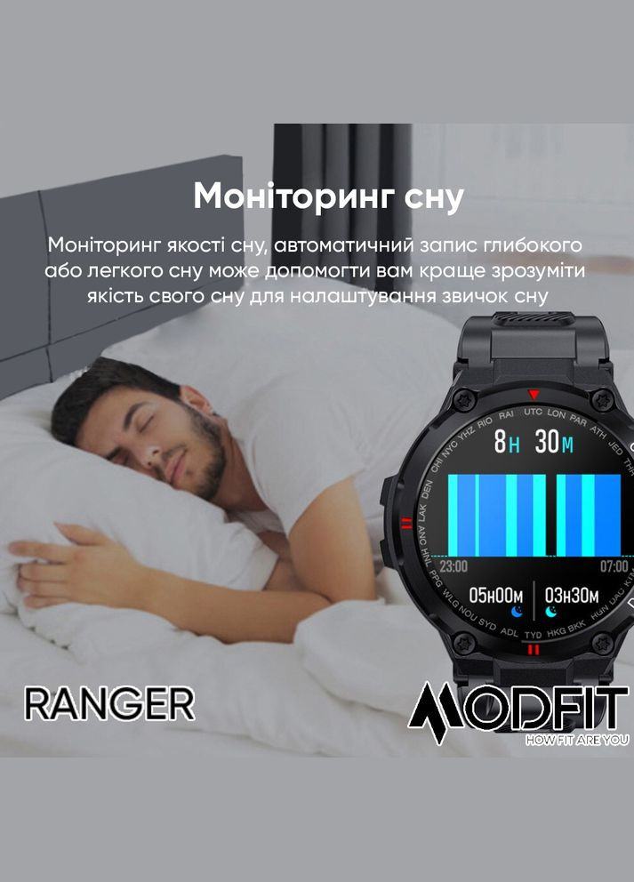 Умные часы Ranger Grey 36 мм. электронный спортивный, армейский, сasual Modfit (341675488)