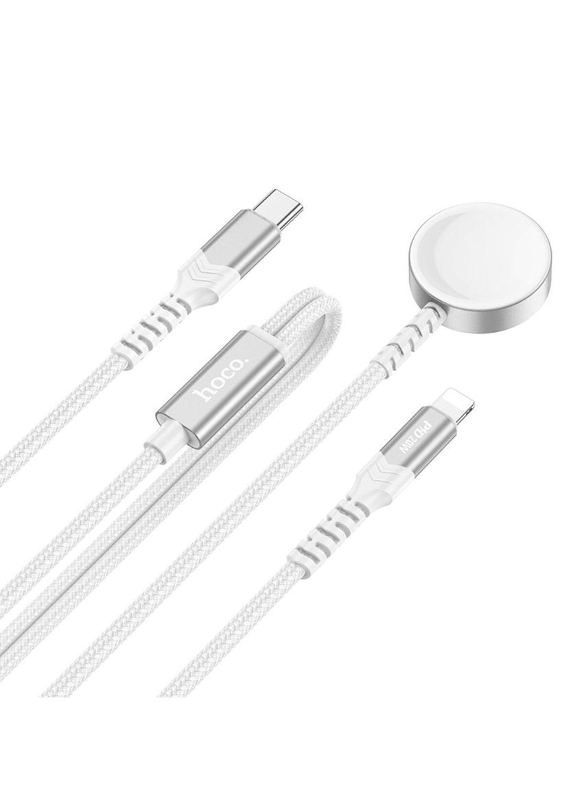 Бездротовий зарядний пристрій CW54 2-in-1 charging cable iP+iWatch White Hoco (322231867)