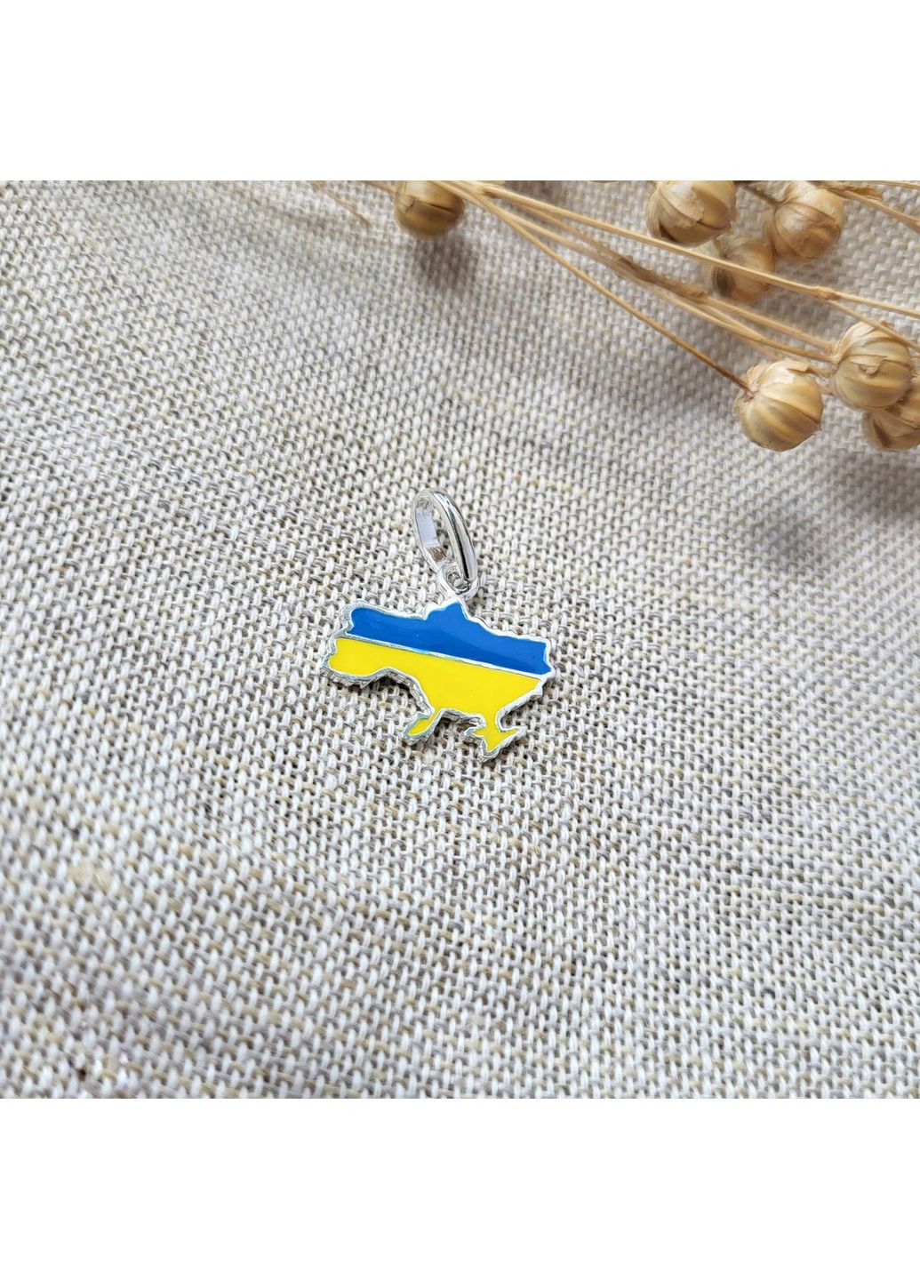 Серебряная подвеска кулон Украина с эмалью желтой и голубой Серебро 925 пробы 38198 1.60г Nobrand (370438671)