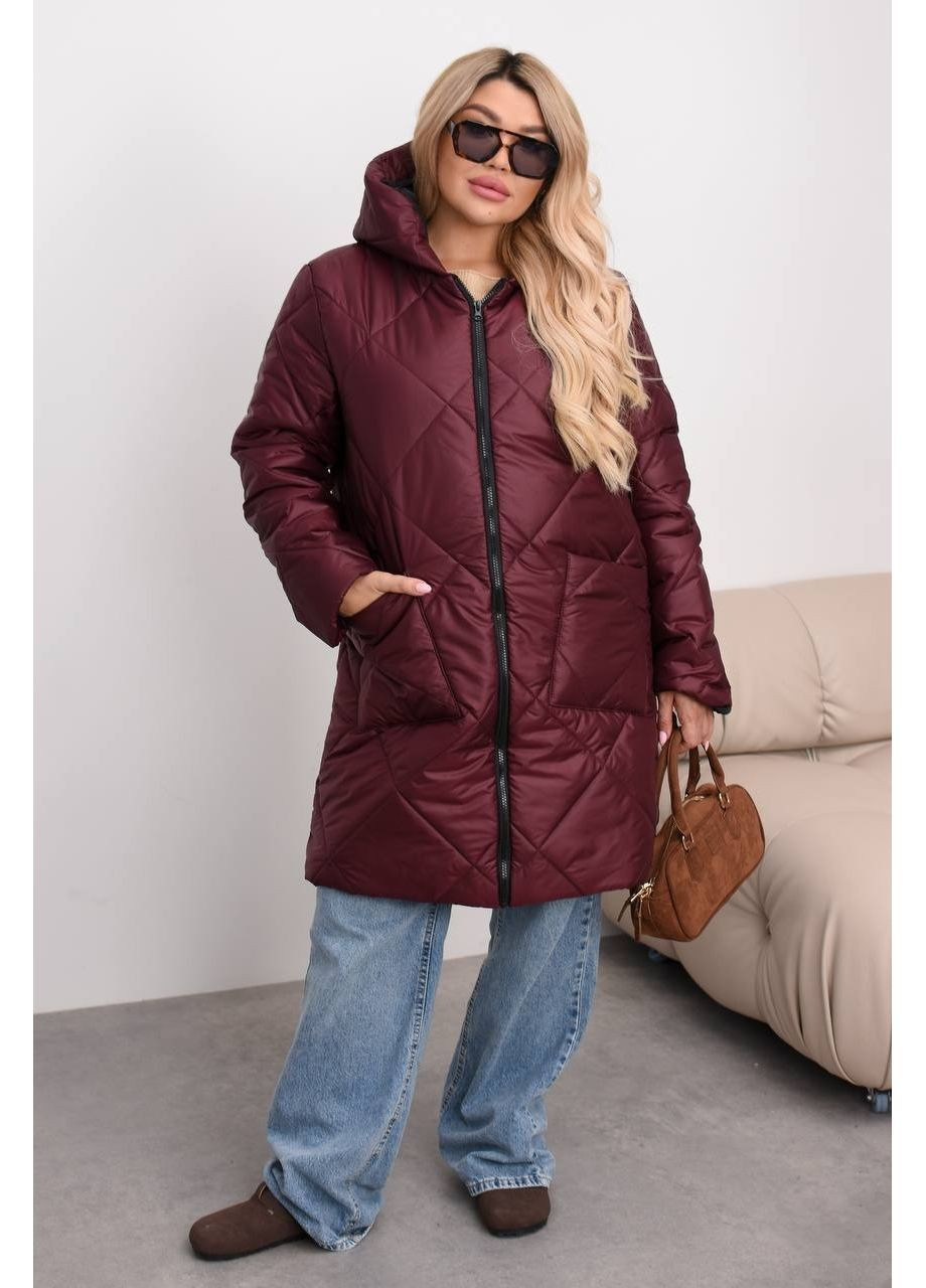 Бордовая зимняя куртка стеганая, цвет бордовый Fashion