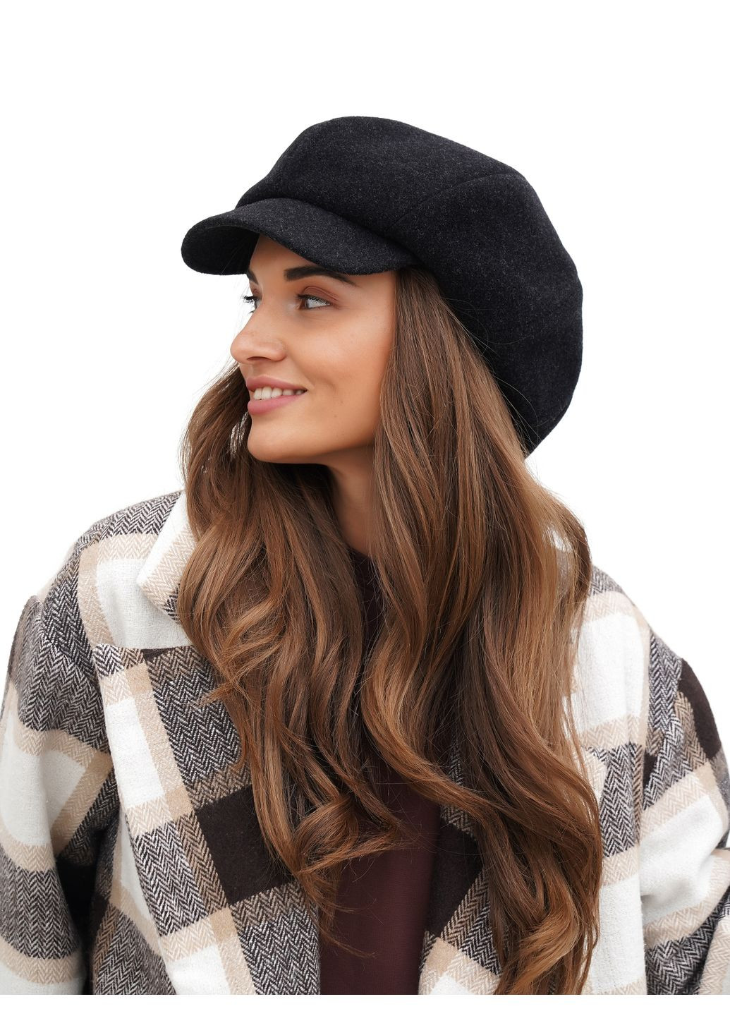 Кепка жіноча восьмиклинка темно-сіра вовняна VECONS Восьмиклинка — додає об'єму та стильності (319170491)