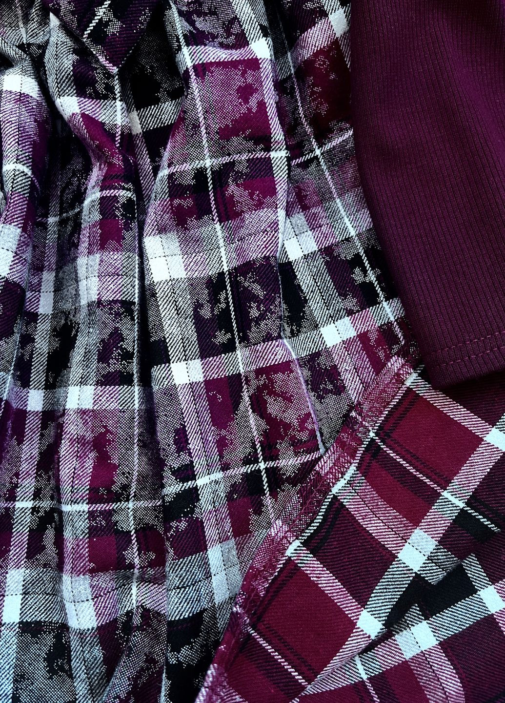 Темно-бордова сукня клітка мармур бургунді GEX (306454643)