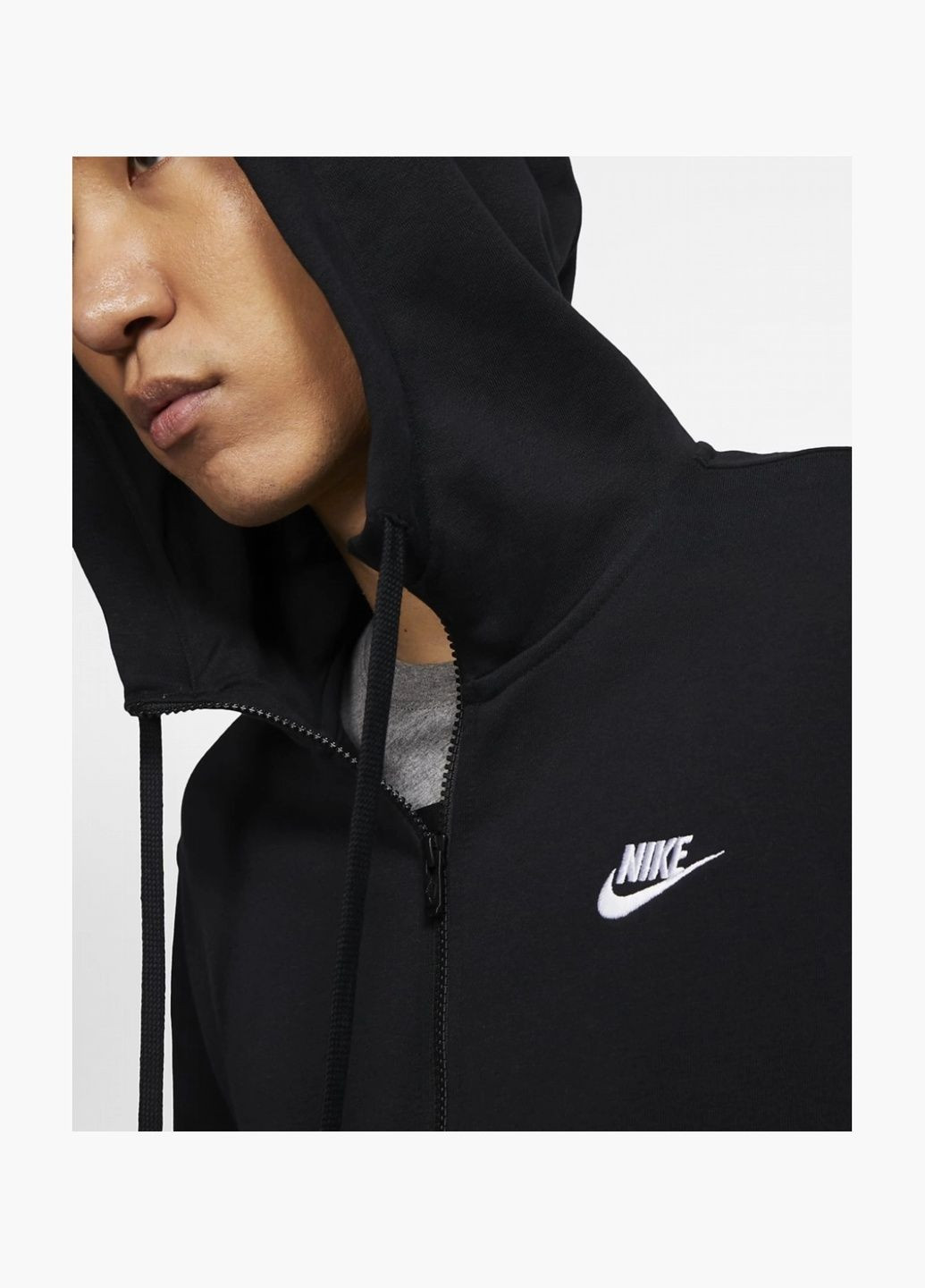 Мужская толстовка M Nsw Club Hoodie Fz Ft Black BV2648-010 Nike (326783842)