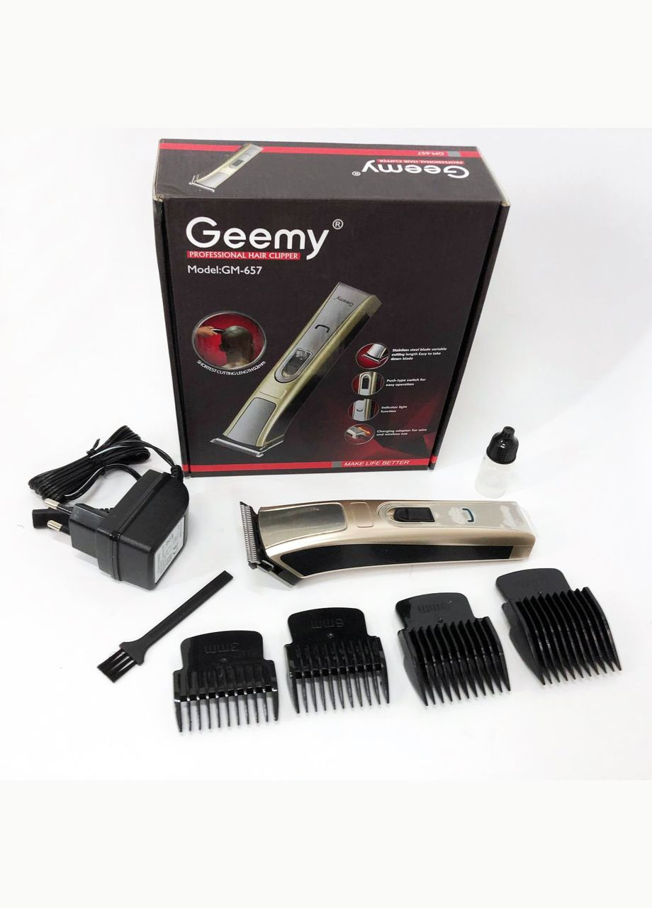 Машинка для стрижки GM-657 беспроводная с комплектом насадок, Парикмахерские машинки. Gemei (364664881)