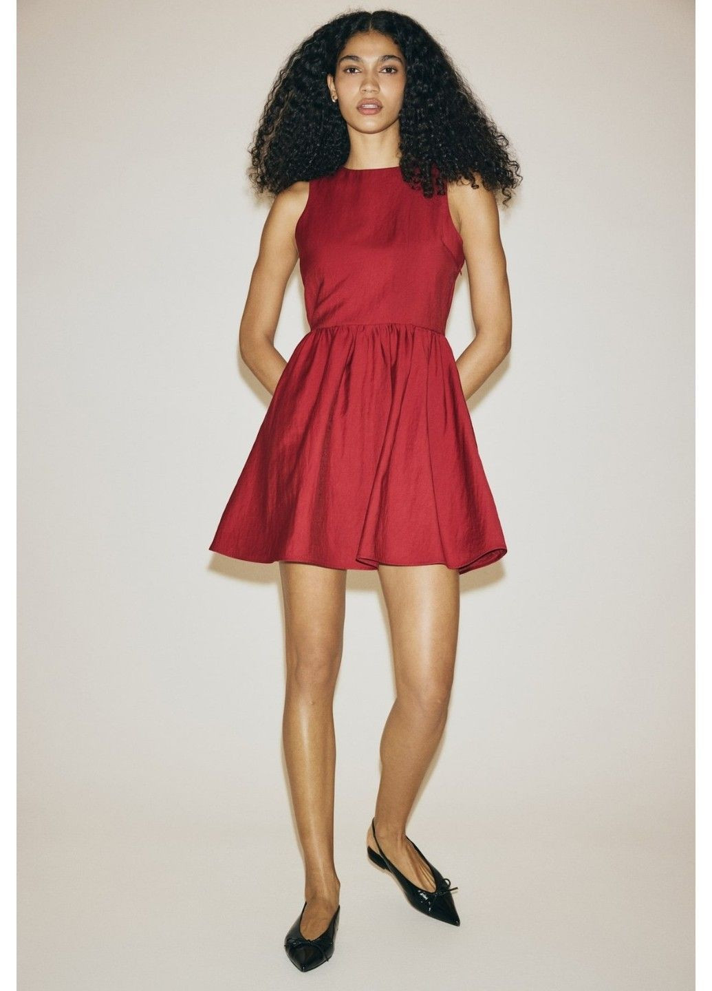 Червона коктейльна жіноча сукня з бантом на спині н&м (58708) xs червона H&M