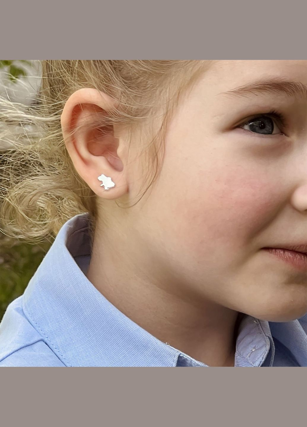 Срібні сережки - пусети Карта України 123226 Oniks (264025427)