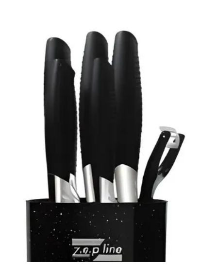 Набор ножей для кухни с подставкой ZP-046 кухонные ножи и подставки Zepline чёрные,