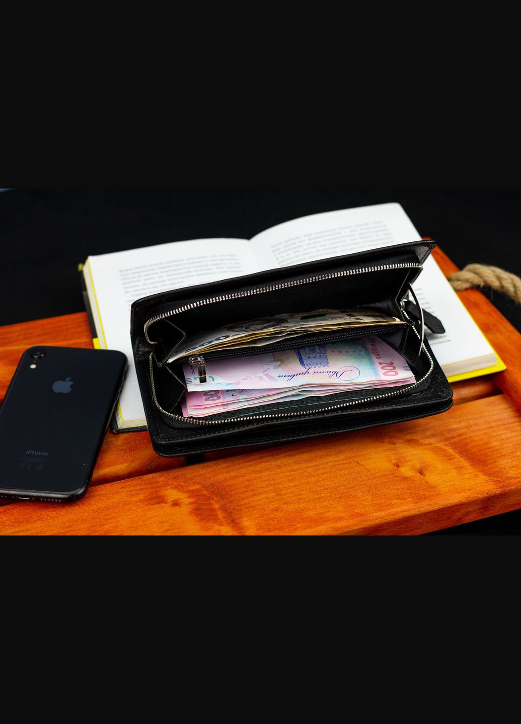 Чорний багатофункціональний чоловічий гаманець з натуральної шкіри МС291 st leather (359380714)