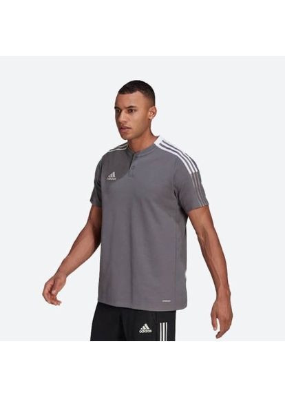 Серая футболка-футболка tiro 21 polo gm7364 для мужчин adidas