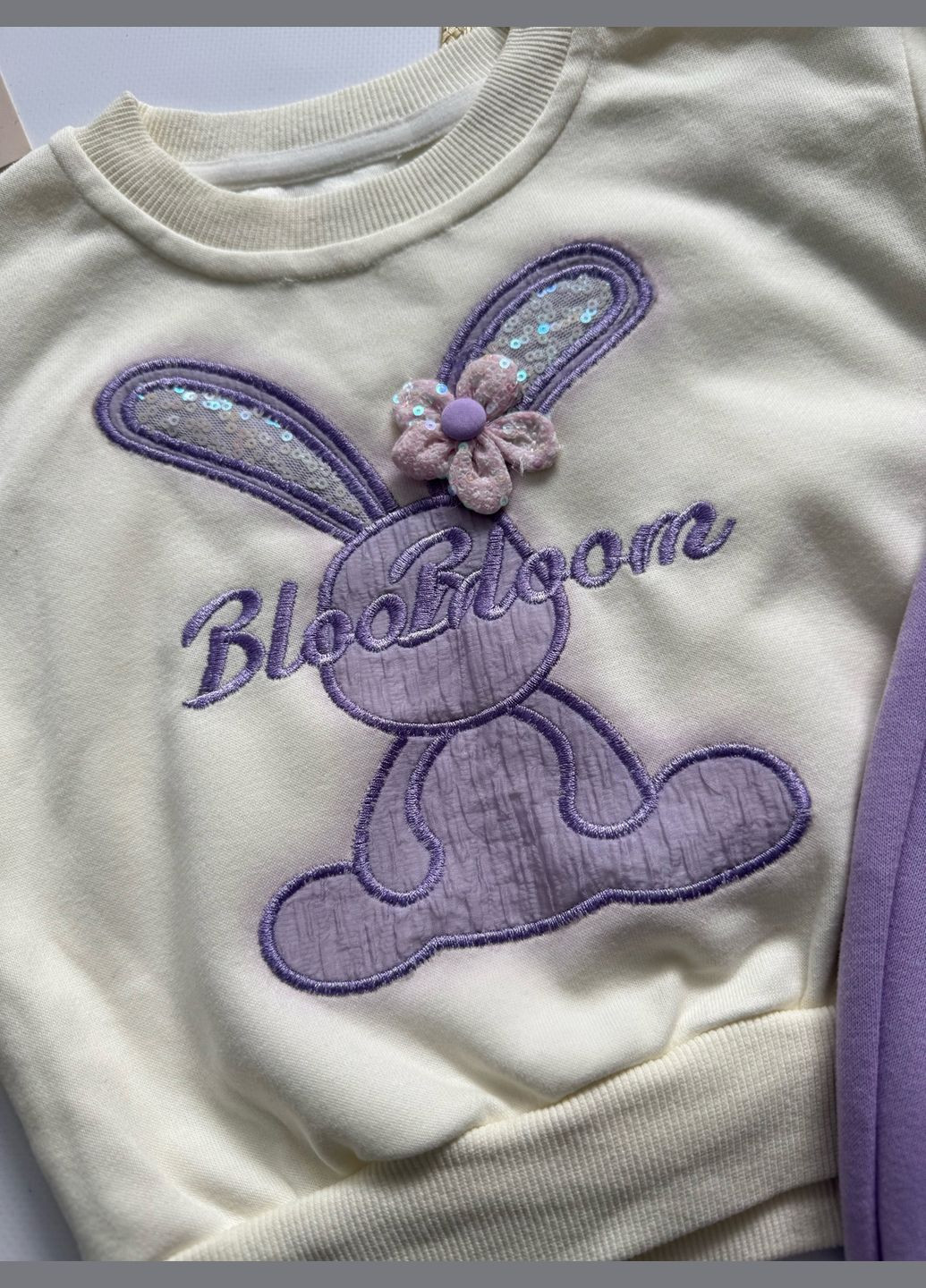 Комбінований демісезонний костюм для дівчинки з зайчиком колір фіолетовий 10884 No Brand