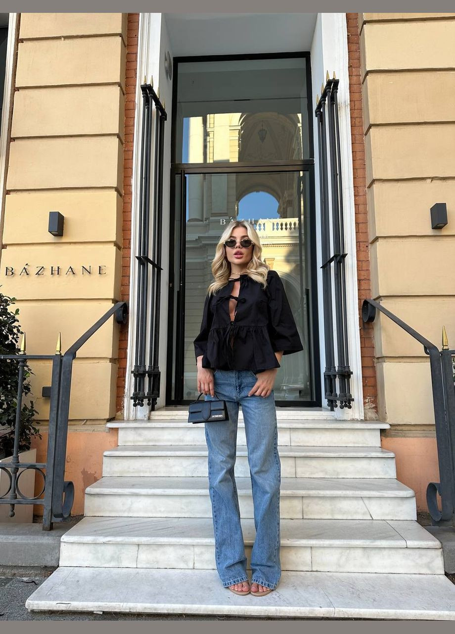 Черная классическая, повседневный, кэжуал рубашка однотонная No Brand