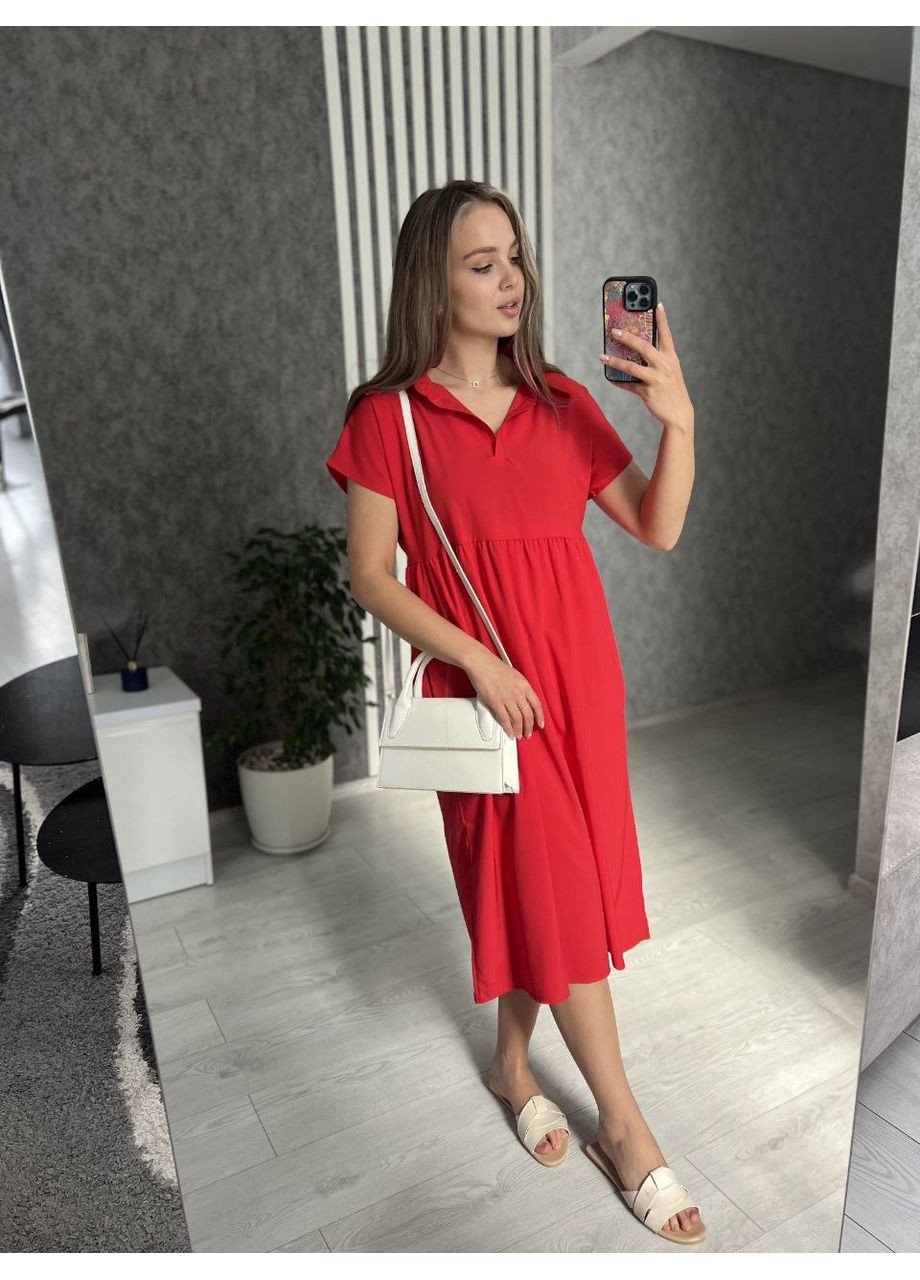 Красное повседневный платье женское Україна однотонное