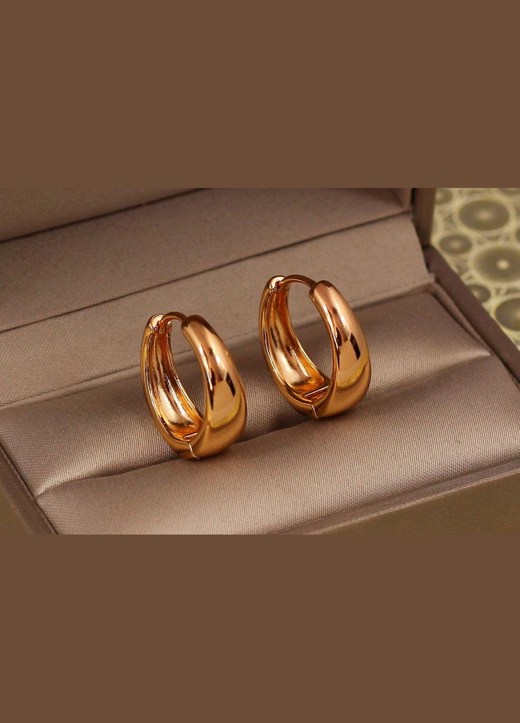 Сережки кільця розширені знизу 2 см золотисті Xuping Jewelry (317269396)