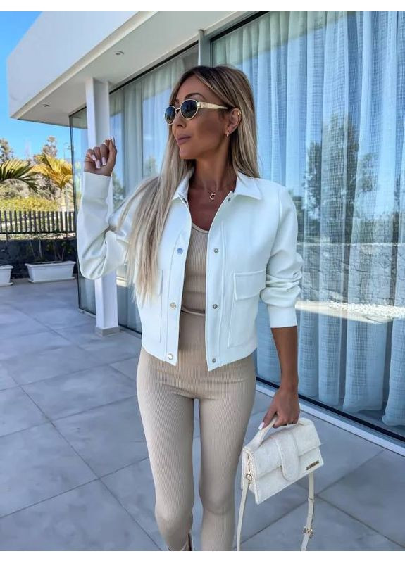 Белый женский женский стильный пиджак Україна однотонный - всесезон