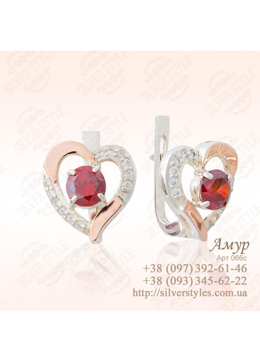 Срібні сережки зі вставками з золота Silver Style (367112816)