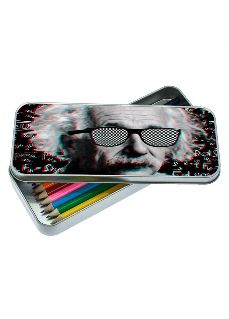 Пенал шкільний для хлопчика та дівчинки металевий енштейн 7*18 см Silver No Brand (309154728)