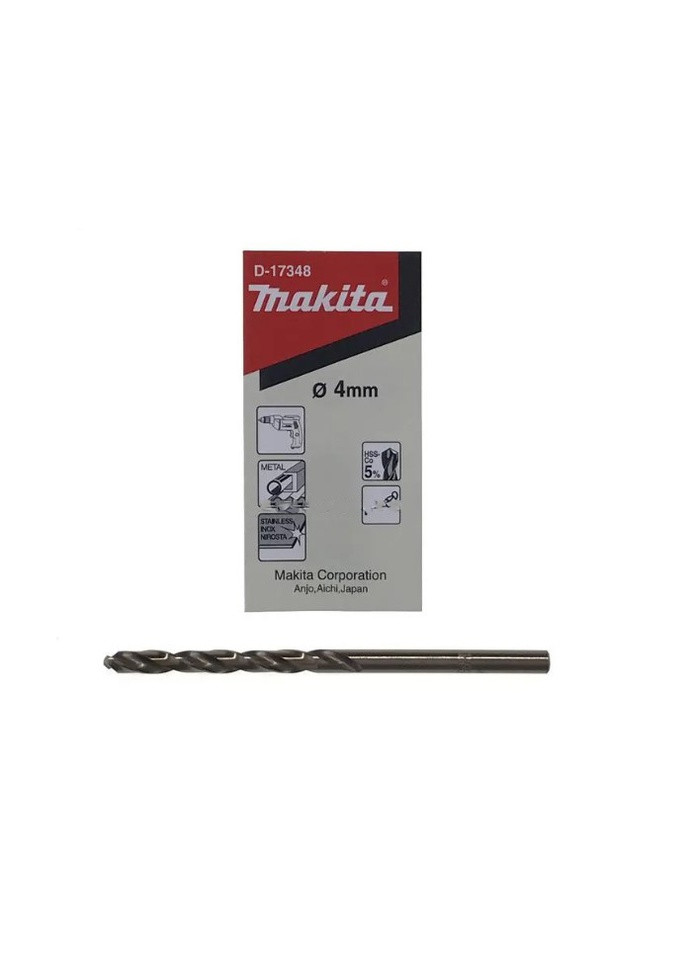 Свердло D17348 (HSS-Со (5%), 4x75 мм) по металу (30230) Makita (263434835)
