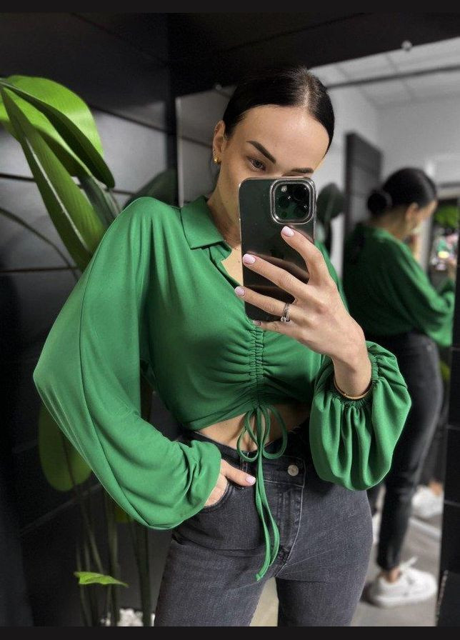 Зелёная женская блузка shifon s No Brand