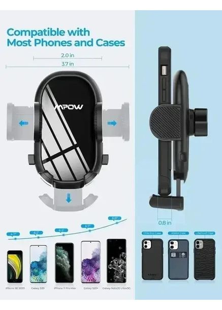 Автомобільний тримач для телефона CA163A на вентиляційний отвір | Регульоване кріплення для смартфона 360° MPOW (365822987)