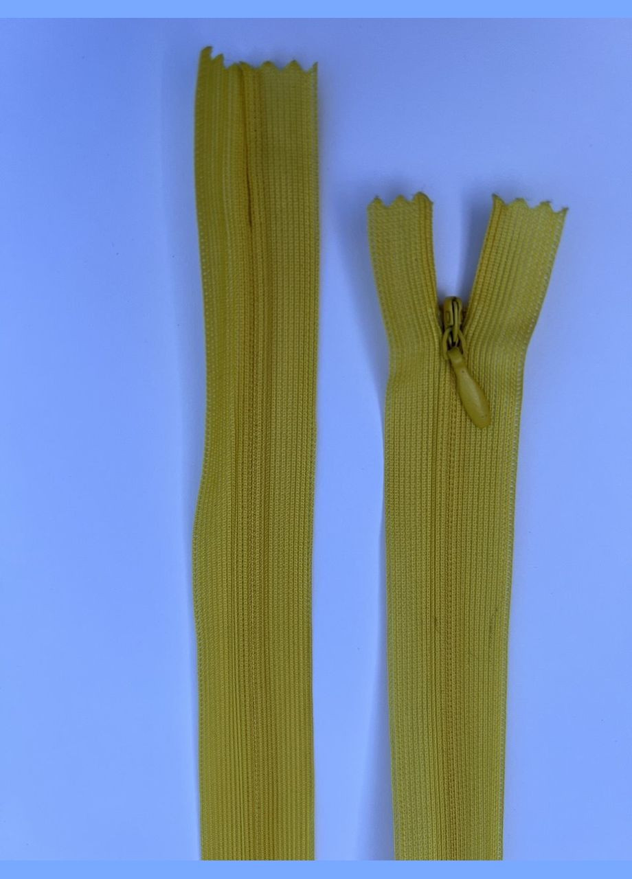 Горчичная желтая прочная нейлоновая неразъемная спиральная вшивная потайная змейка-молния с бегунком 50 см тип 3 No Brand (350882173)