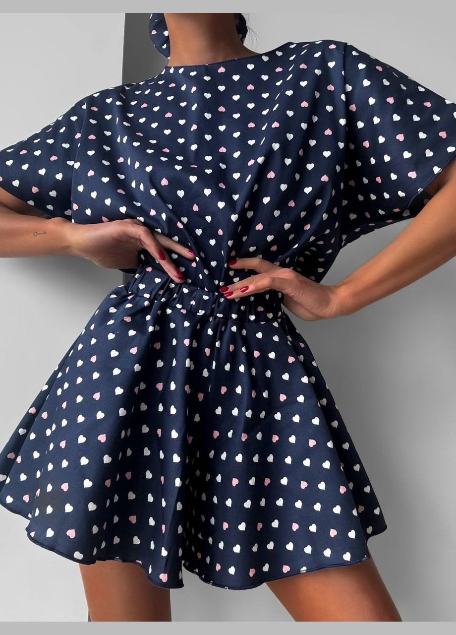 Темно-синя всесезон піжама (шорти, футболка, гумка для волосся) футболка + шорти Liton