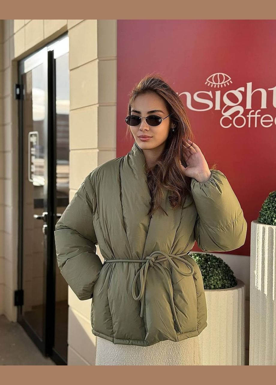 Оливковая демисезонная женская куртка FINO Mode