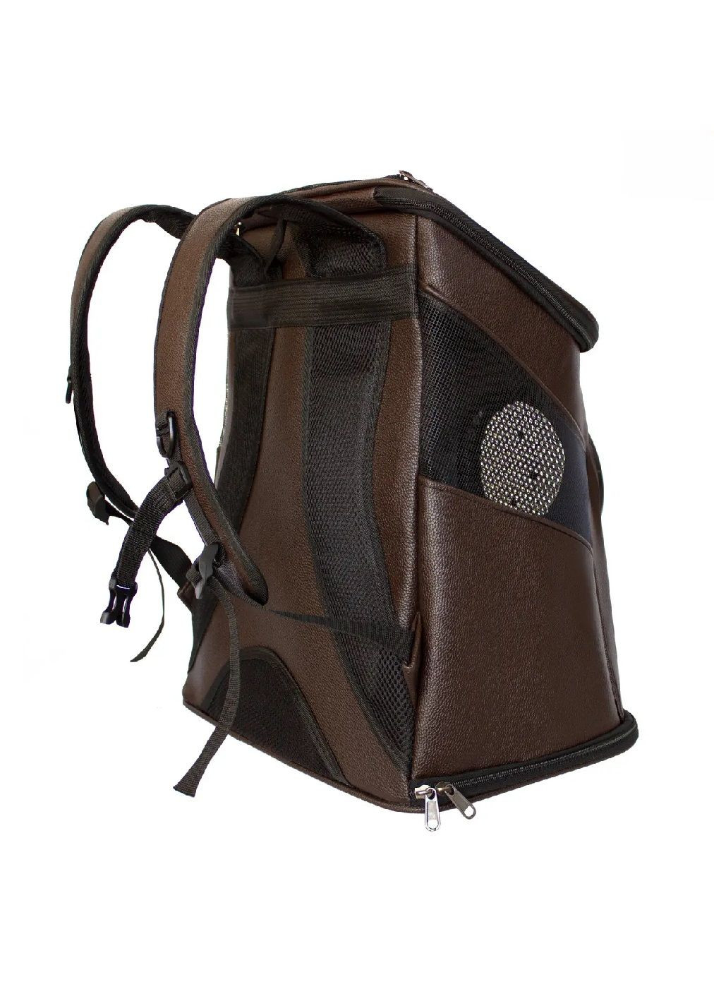 Рюкзак переноска для тварин котів собак з ілюмінатором вентиляцією підстилкою 46х39х29 см (477194-Prob) Темно-коричневий Unbranded (295438363)
