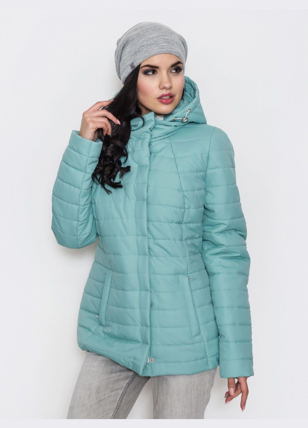 Зеленая демисезонная other осенняя куртка бирюзового цвета с капюшоном Dressa