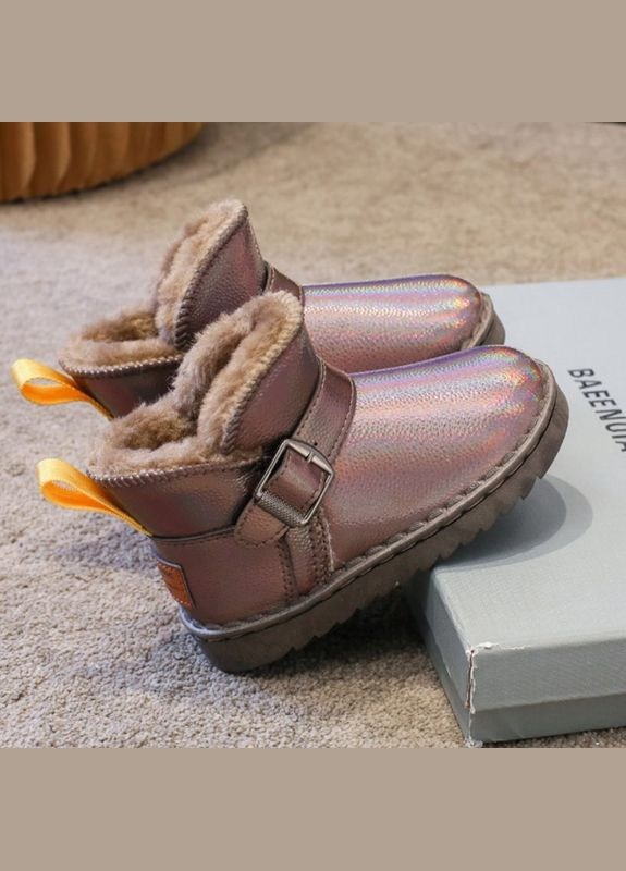 Цветные зимние угги для девочек перламутровые best коричневые No Brand