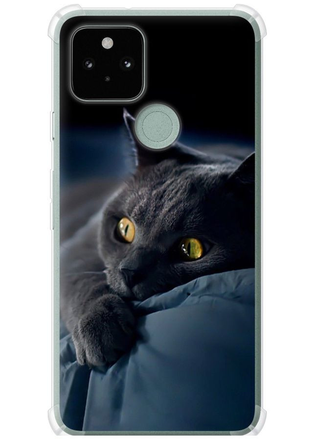 Силіконовий протиударний с посиленими кутами чохол 'Димчастий кіт' для Endorphone Google Pixel 5 (296582773)