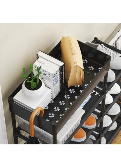 Підлогова триярусна полиця для взуття 94х62х21.5 см YH9804-4 Чорна No Brand (357226571)