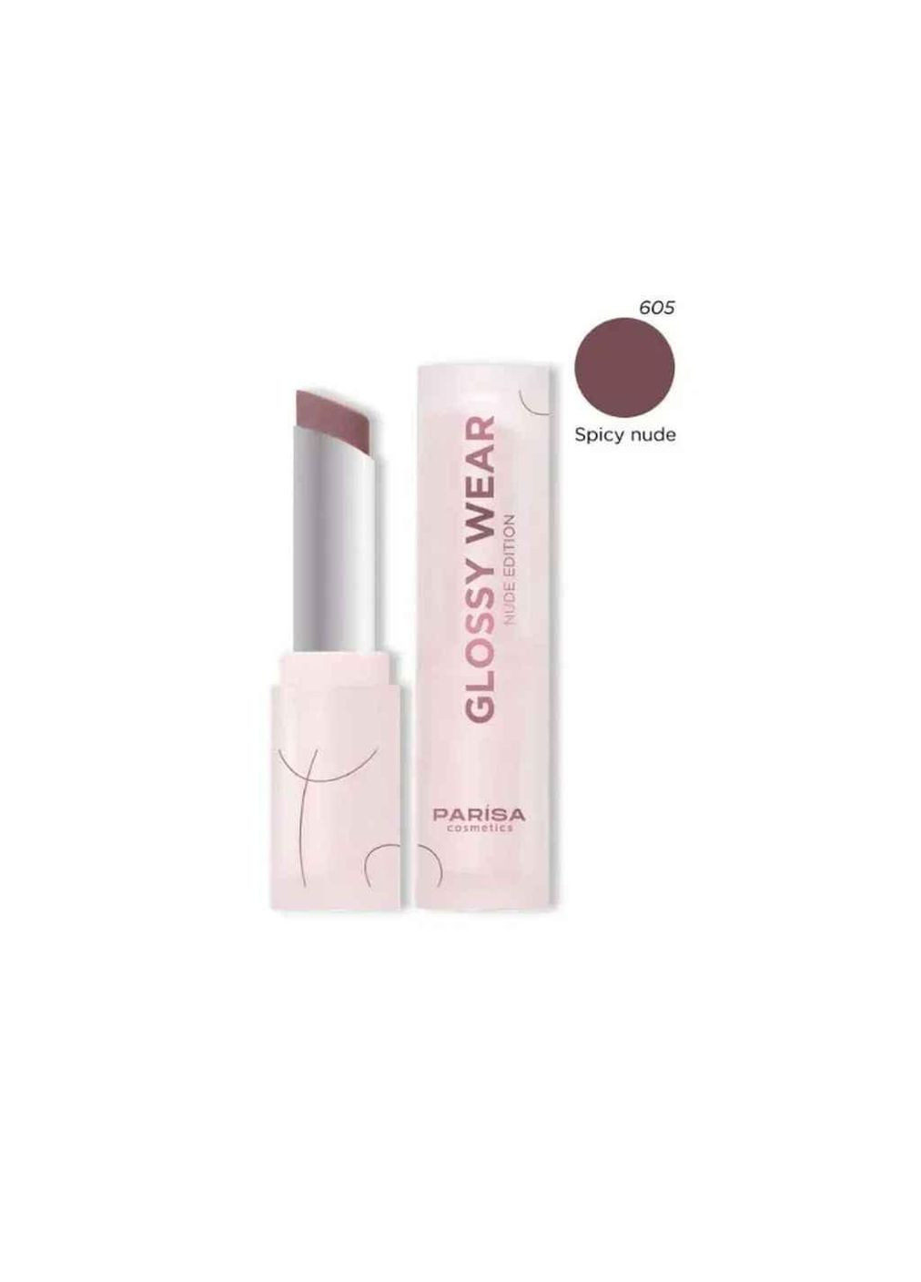 Помада для губ Lipstick Glow Wear Увлажняющая PGW-06 №605 Spicy nude ТМ PARISA (340285635)