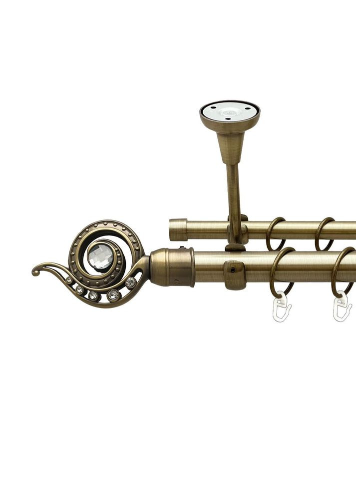 Карниз Глаз Дракона металлический двухрядный открытый к потолку гладкая труба Антик 25\16 мм 300 см (00-00018533) ORVIT (300688789)