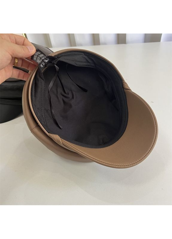 Жіночий картуз, кепка капітанка зі шкірозамінника CAPITAINE чорна No Brand (369043915)