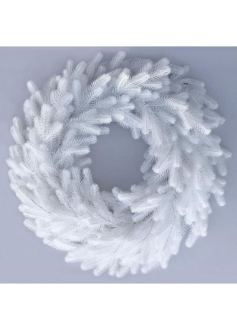 Вінок хвойний різдвяний Traditional литий d-60 см Білий No Brand (370161642)