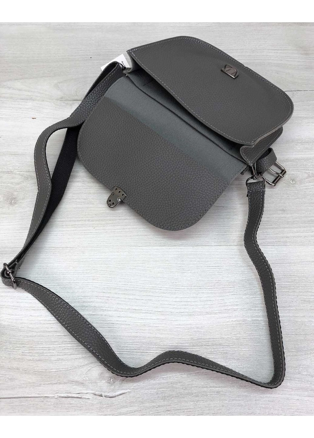 Сумка клатч женская Stacy из экокожи с двумя отделениями серая молодежная сумочка на пояс и плечо ProDobro (367265551)