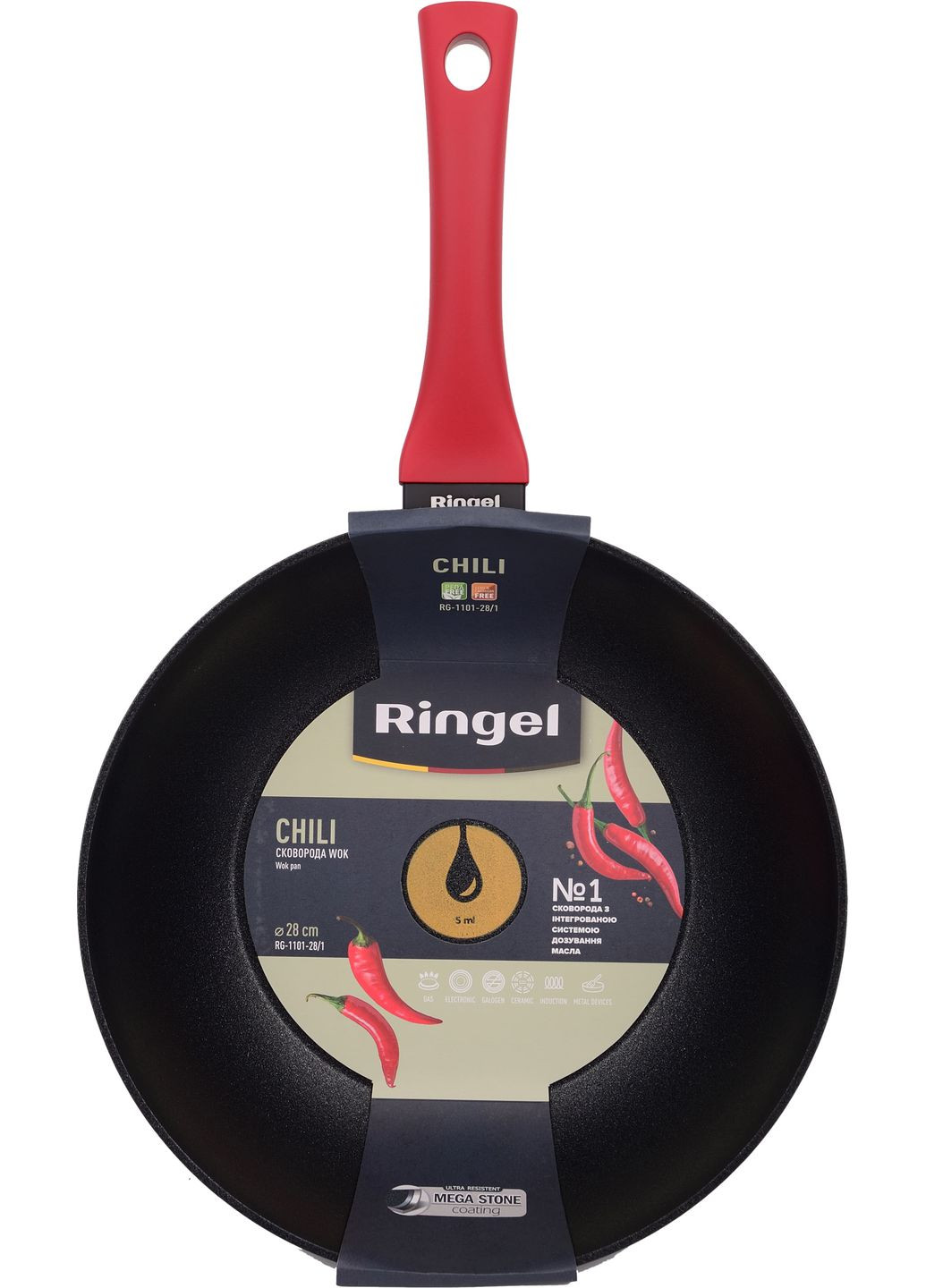 Сковорода ВОК Chili 28 см (RG-1101-28/1) Ringel (360423980)