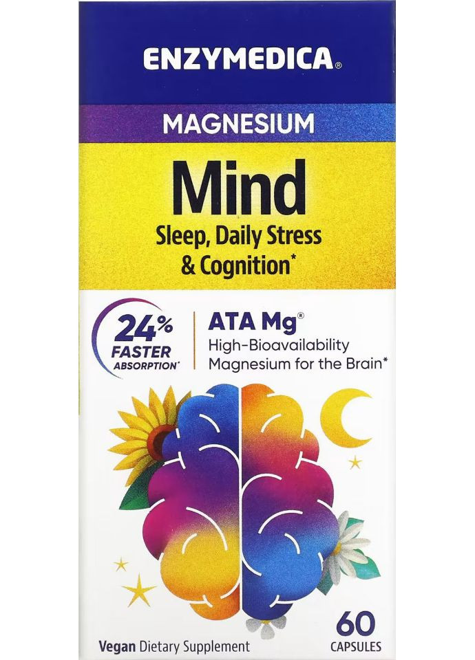 Магний (ацетилтауринат) для сна Magnesium Mind 60 капс Enzymedica (360714069)
