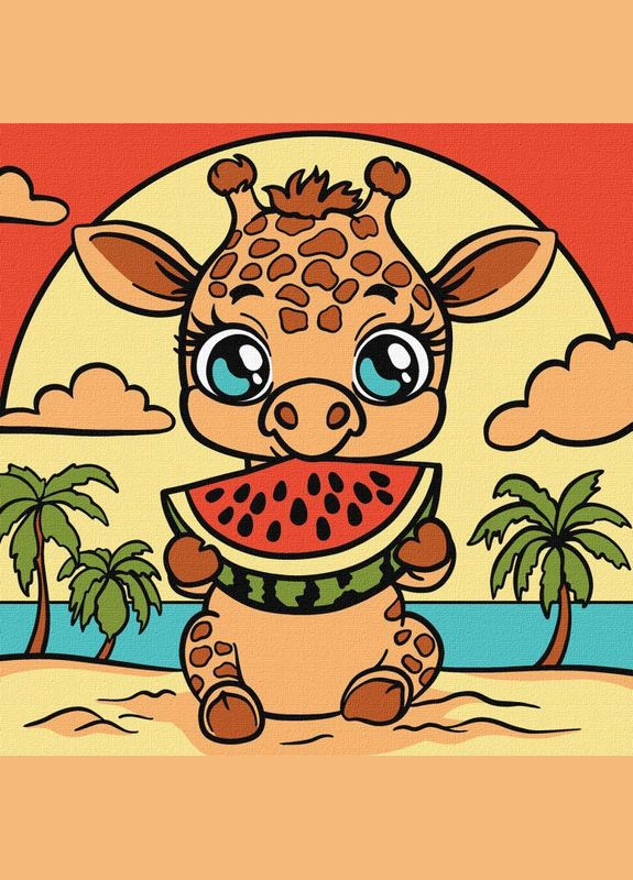 Картина за номерами Жираф і кавун ©art_selena_ua 25x25 KHO1241 Ідейка (337096642)