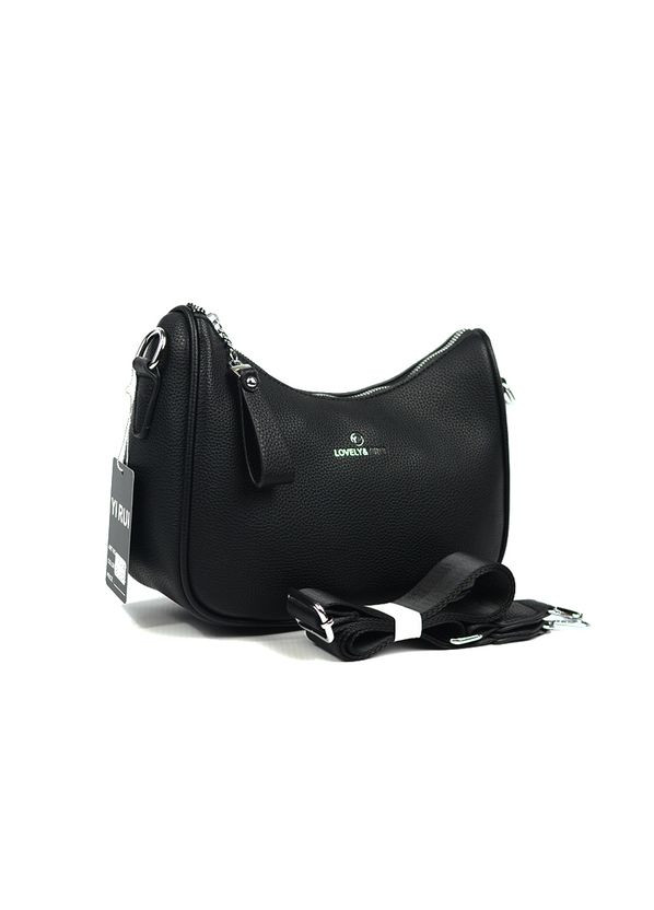 Чорна жіноча маленька сумка багет через плече клатч крос боді на блискавці Yirui (279830278)