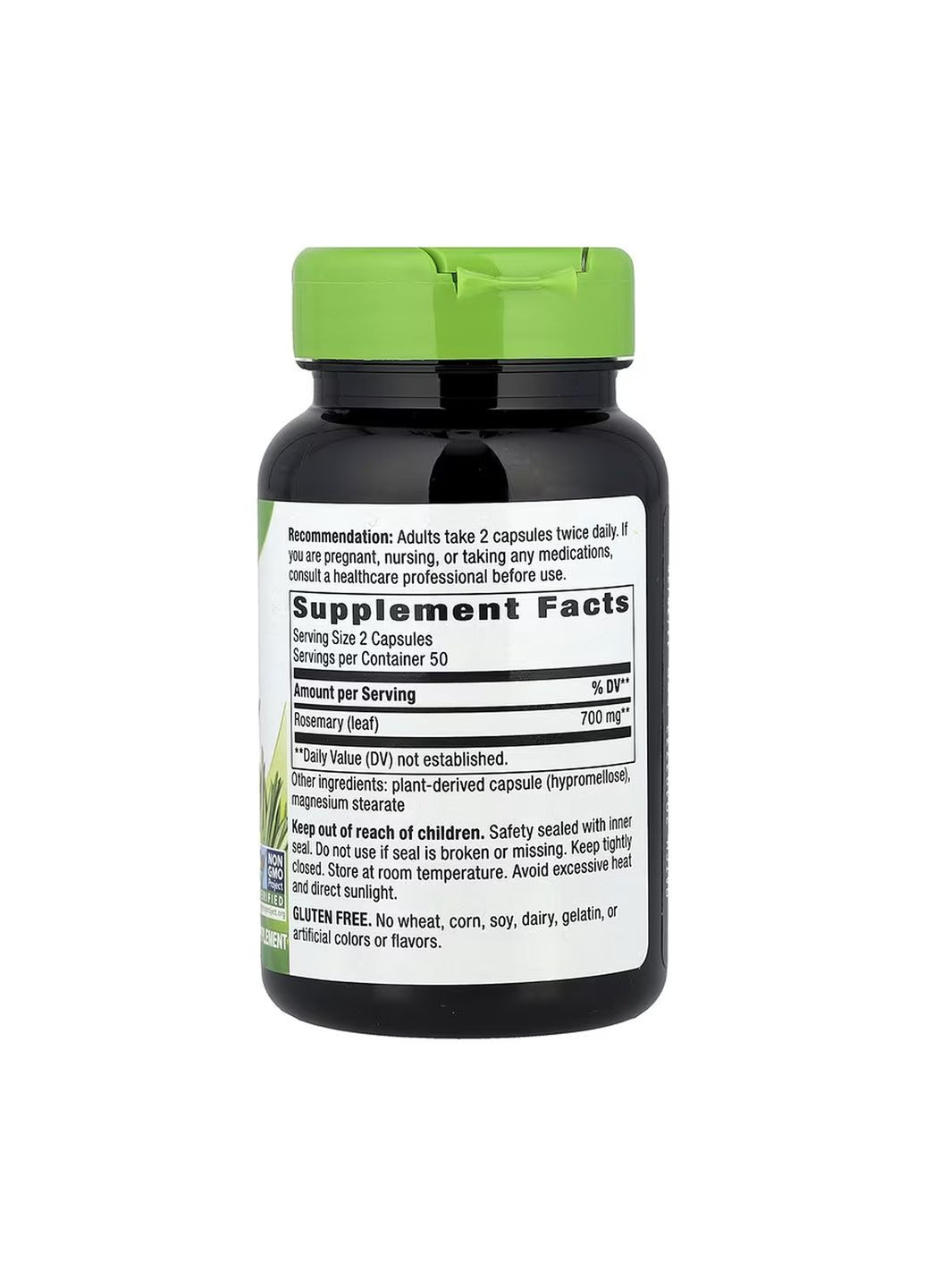 Добавка для мозга и пищеварения взрослым Листья розмарина 100 капсул антиоксиданты Nature's Way (367956665)