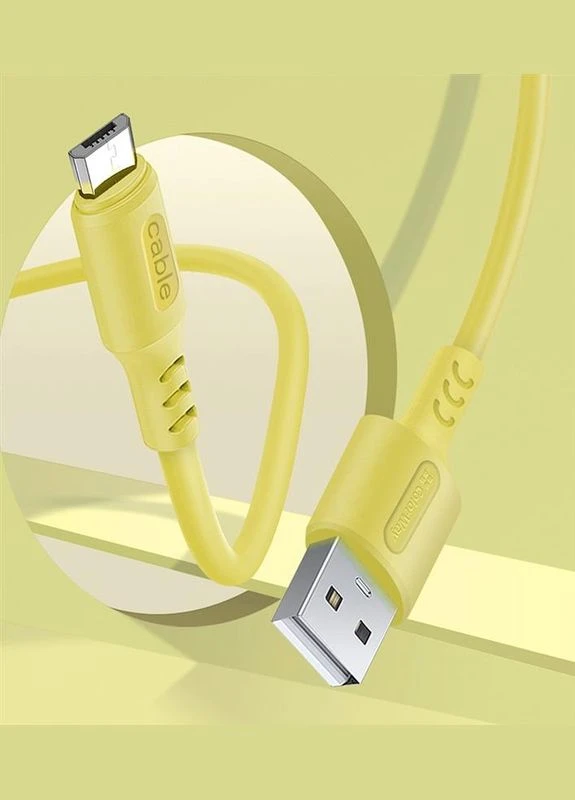 Кабель USB - micro USB (M/M), soft silicone, 2.4 А, 1 м, Yellow (CW-CBUM043-Y) Colorway (336951332)
