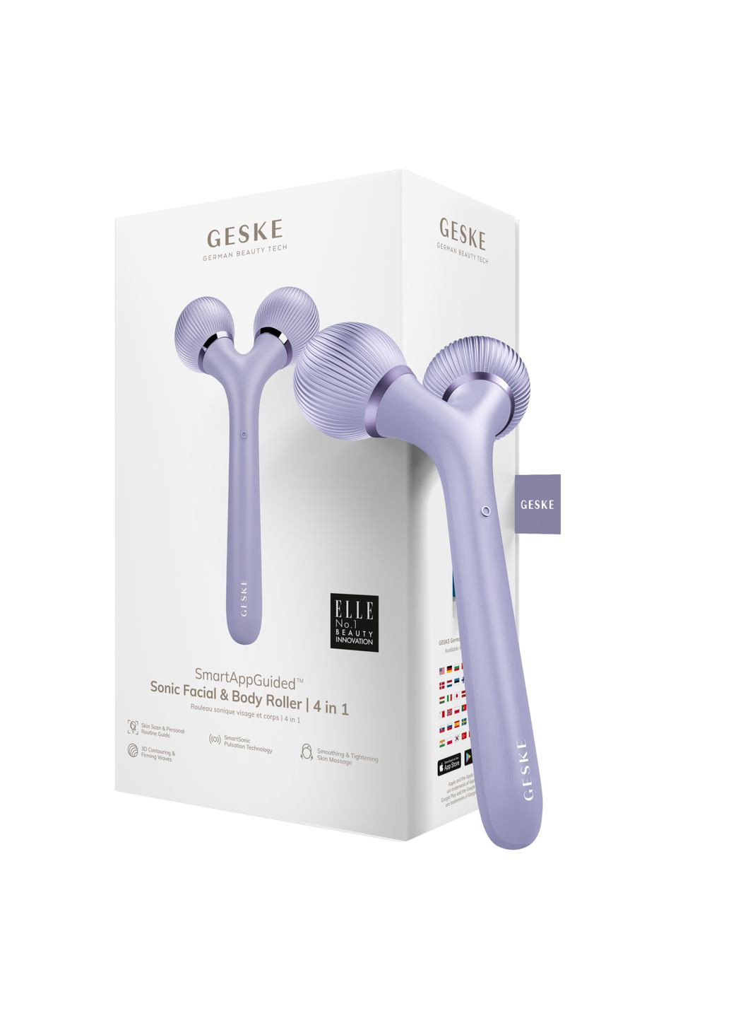 Электронный ультразвуковой ролик для лица и тела Sonic Facial&Body Roller 4в1 violet GESKE (341525940)